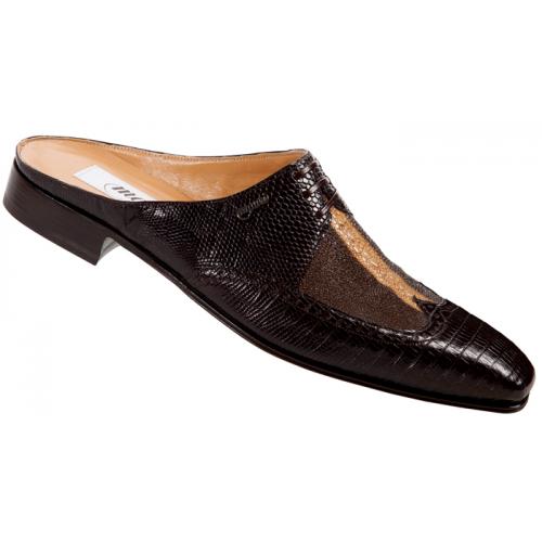 Mauri  "4491" Dark Brown / Light Brown Genuine Stingray / Tejus Lizard Half Shoes
